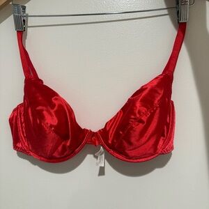 Vintage 90s second skin Victoria's Secret Red Satin Bra 38C